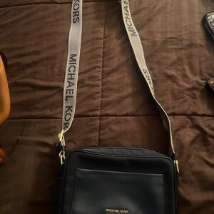Michael Kors Black Messenger Bag with Gray Strap
